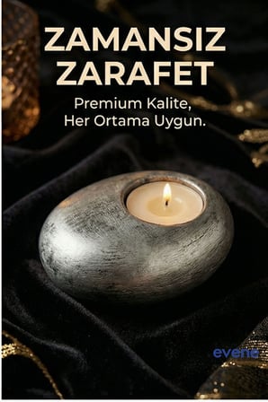 Mumluk Şamdan Ince Mum Uyumlu Gümüş Eskitme Renk Model 50