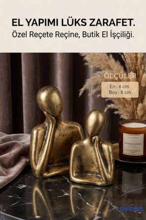 Dekoratif Obje Biblo Ev Dekorasyon Heykel Salon Masaüstü Biblo Heykel Seti Siyah Model 63