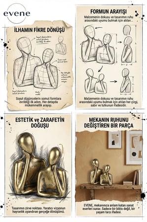 Dekoratif Obje Biblo Ev Dekorasyon Heykel Salon Masaüstü Biblo Heykel Seti Siyah Model 63