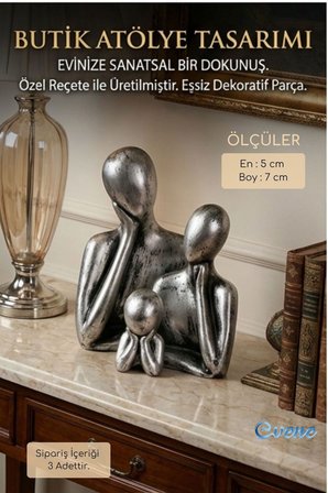 Dekoratif Obje Biblo Ev Dekorasyon Heykel Salon Masaüstü Biblo Heykel Seti Gümüş Eskitme Model 64