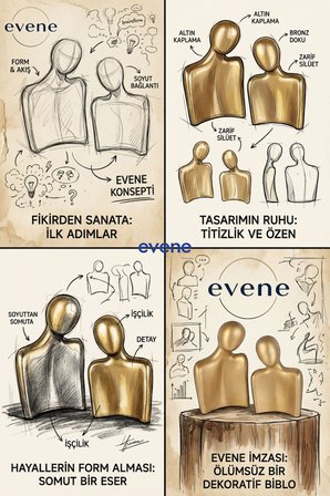 Dekoratif Obje Biblo Ev Dekorasyon Heykel Salon Masaüstü Biblo Heykel Seti Altın Model 67