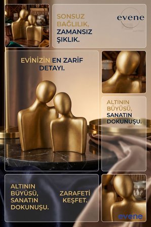 Dekoratif Obje Biblo Ev Dekorasyon Heykel Salon Masaüstü Biblo Heykel Seti Altın Model 67