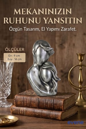 Dekoratif Obje Biblo Ev Dekorasyon Heykel Salon Masa Üstü Süs Eşyası Siyah Renk Model 14
