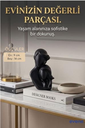 Dekoratif Obje Biblo Ev Dekorasyon Heykel Salon Masa Üstü Süs Eşyası Siyah Renk Model 14