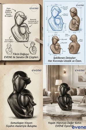 Dekoratif Obje Biblo Ev Dekorasyon Heykel Salon Masa Üstü Süs Eşyası Siyah Renk Model 14