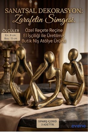 Dekoratif Obje Biblo Ev Dekorasyon Heykel Salon Masaüstü Biblo Heykel Seti Altın Model 69