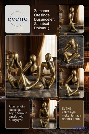 Dekoratif Obje Biblo Ev Dekorasyon Heykel Salon Masaüstü Biblo Heykel Seti Altın Model 69
