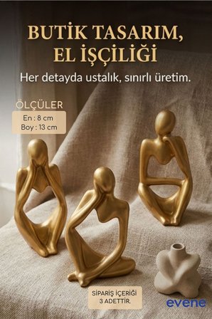 Dekoratif Obje Biblo Ev Dekorasyon Heykel Salon Masaüstü Biblo Heykel Seti Altın Model 69