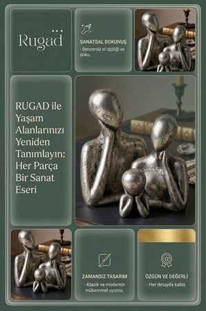 Biblo Heykel Düşünen Insan Silüeti Orta Boy Beyaz Model 12
