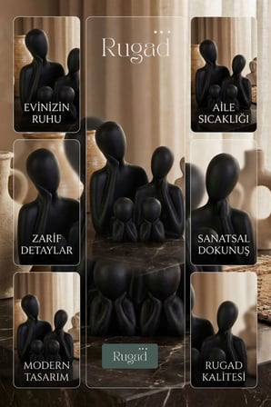 Biblo Heykel Çocuk Silüeti Heykel Seti Altın Renk Model 13