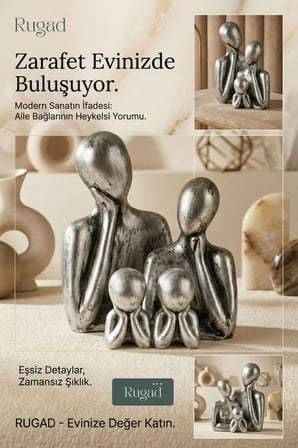 Biblo Heykel Çocuk Silüeti Heykel Seti Altın Renk Model 13