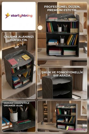 Masa Düzenleyici Organizer Evrak Rafı Masaüstü Organizer Siyah Renk Model 2