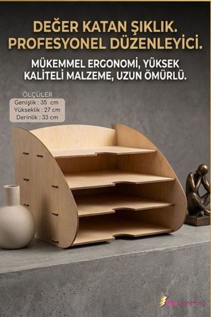 Masa Düzenleyici Organizer Evrak Rafı Masaüstü Organizer Siyah Renk Model 3