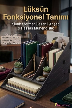 Masa Düzenleyici Organizer Evrak Rafı Masaüstü Organizer Siyah Renk Model 4