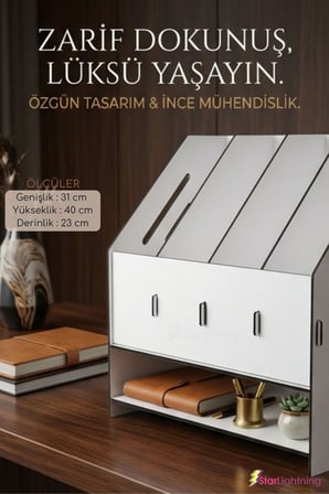 Masa Düzenleyici Organizer Evrak Rafı Masaüstü Organizer Siyah Renk Model 7