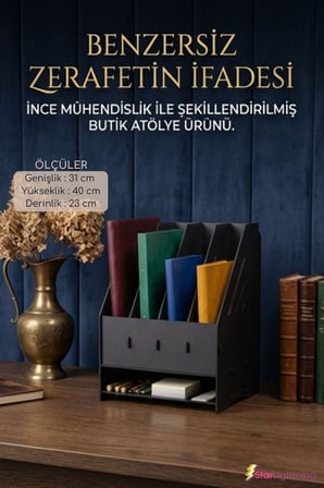 Masa Düzenleyici Organizer Evrak Rafı Masaüstü Organizer Siyah Renk Model 7