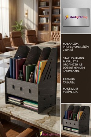 Masa Düzenleyici Organizer Evrak Rafı Masaüstü Organizer Siyah Renk Model 7