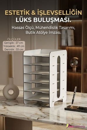 Masa Düzenleyici Organizer Evrak Rafı Masaüstü Organizer Açık Meşe Renk Model 16