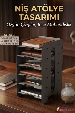 Masa Düzenleyici Organizer Evrak Rafı Masaüstü Organizer Açık Meşe Renk Model 16