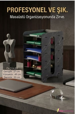 Masa Düzenleyici Organizer Evrak Rafı Masaüstü Organizer Açık Meşe Renk Model 16