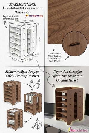 Masa Düzenleyici Organizer Evrak Rafı Masaüstü Organizer Açık Meşe Renk Model 16