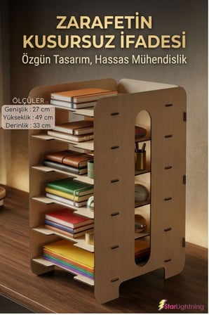 Masa Düzenleyici Organizer Evrak Rafı Masaüstü Organizer Açık Meşe Renk Model 16