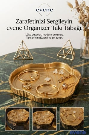 Takı Organizer Makyaj Düzenleyici Kozmetik Organizer Dekoratif Tabak Gümüş Eskitme Renk Model 1