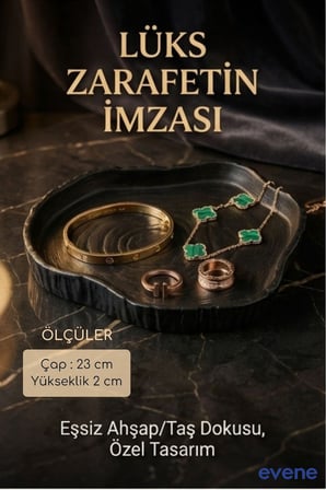 Takı Organizer Makyaj Düzenleyici Kozmetik Organizer Dekoratif Tabak Gümüş Eskitme Renk Model 1