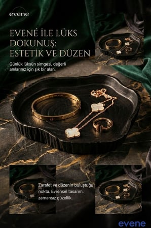 Takı Organizer Makyaj Düzenleyici Kozmetik Organizer Dekoratif Tabak Gümüş Eskitme Renk Model 1