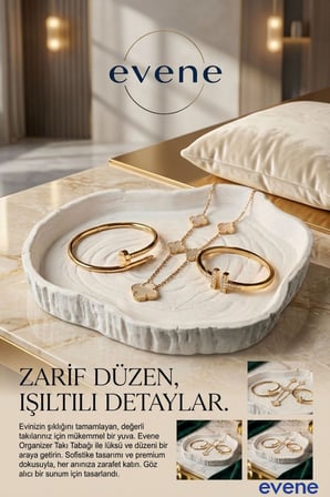 Takı Organizer Makyaj Düzenleyici Kozmetik Organizer Dekoratif Tabak Gümüş Eskitme Renk Model 1