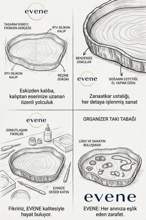 Takı Organizer Makyaj Düzenleyici Kozmetik Organizer Dekoratif Tabak Gümüş Eskitme Renk Model 1