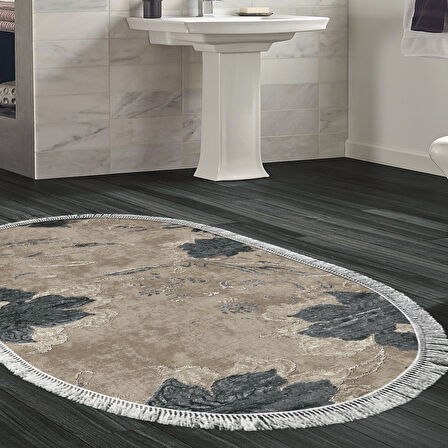 Eko Trend Djt Banyo Paspası Yıkanabilir Kaymaz Taban 660M Oval Suluboya