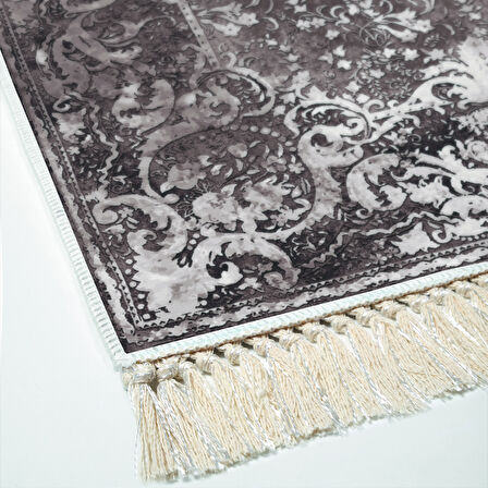 Alanur Star Kaymaz Pamuk Tabanlı Saçaklı Dijital Halı