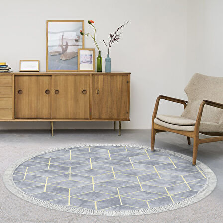 Alanur Star Pamuk Tabanlı Saçaklı Dijital Halı Oval