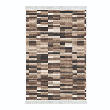 Alanur Star Kaymaz Pamuk Tabanlı Saçaklı Dijital Halı