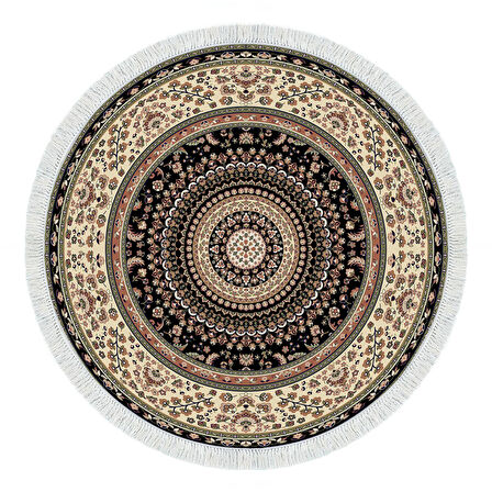 Alanur Star Pamuk Tabanlı Saçaklı Dijital Halı Yuvarlak