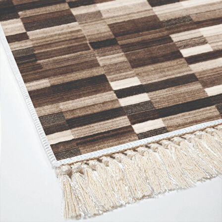 Alanur Star Kaymaz Pamuk Tabanlı Saçaklı Dijital Halı