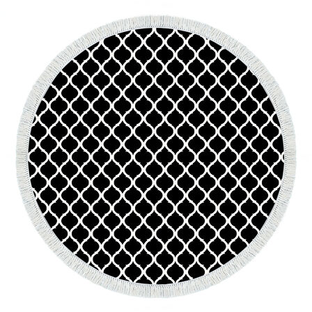 Alanur Star Pamuk Tabanlı Saçaklı Dijital Halı Yuvarlak