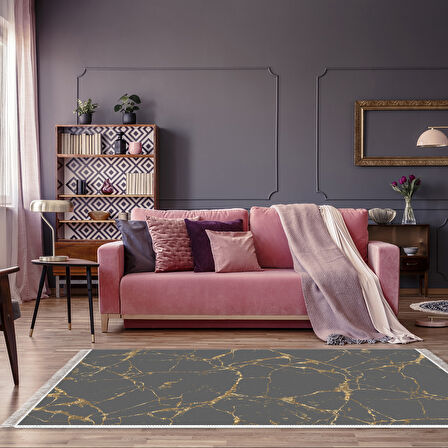 Alanur Star Pamuk Tabanlı Saçaklı Dijital Halı Oval