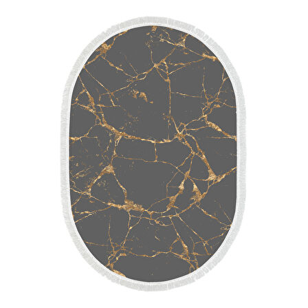 Alanur Star Pamuk Tabanlı Saçaklı Dijital Halı Oval