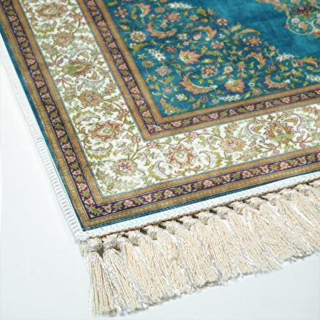 Alanur Star Kaymaz Pamuk Tabanlı Saçaklı Dijital Halı