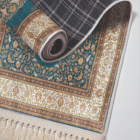 Alanur Star Kaymaz Pamuk Tabanlı Saçaklı Dijital Halı