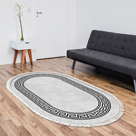 Alanur Star Pamuk Tabanlı Saçaklı Dijital Halı Yuvarlak