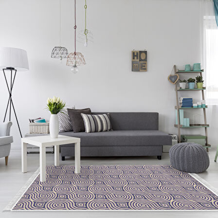 Alanur Yıldız Kaymaz Deri Tabanlı Saçaklı Dijital Halı