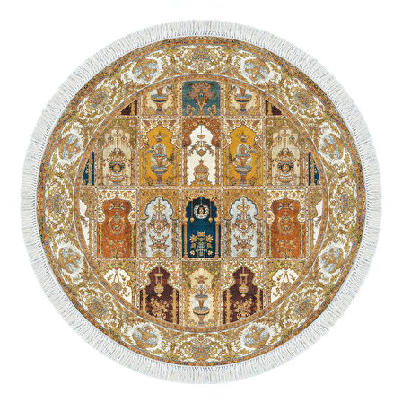 Alanur Trend Kaymaz Dod Tabanlı Saçaklı Dijital Halı Yuvarlak Multi