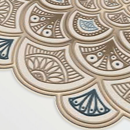 Bonni Lazer Kesim Kaymaz Taban Dijital Baskı Yuvarlak Halı St600156Kr