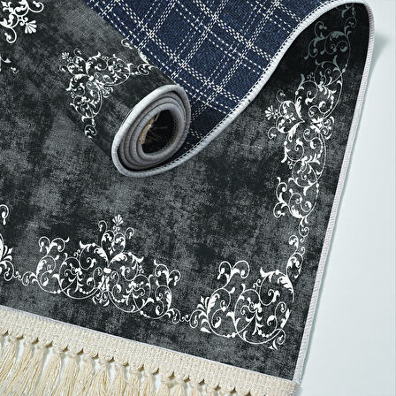 Alanur Star Kaymaz Pamuk Tabanlı Saçaklı Dijital Halı