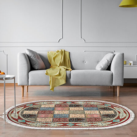 Alanur Star Pamuk Tabanlı Saçaklı Dijital Halı Multi