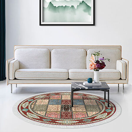 Alanur Star Pamuk Tabanlı Saçaklı Dijital Halı Multi