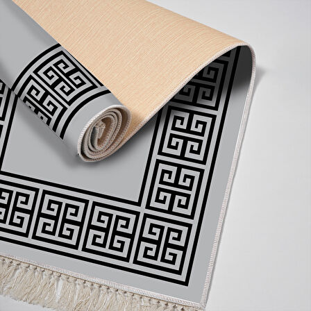 Alanur Yıldız Kaymaz Deri Tabanlı Saçaklı Dijital Halı